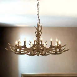 Searchlight Kronleuchter Rustikal Resin-Geweih Ø 108 cm groß* Hängelampen|Esszimmer Lampen