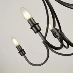 New Searchlight Kronleuchter Rustikal Schwarz Ø 65 cm Metall 5x E14