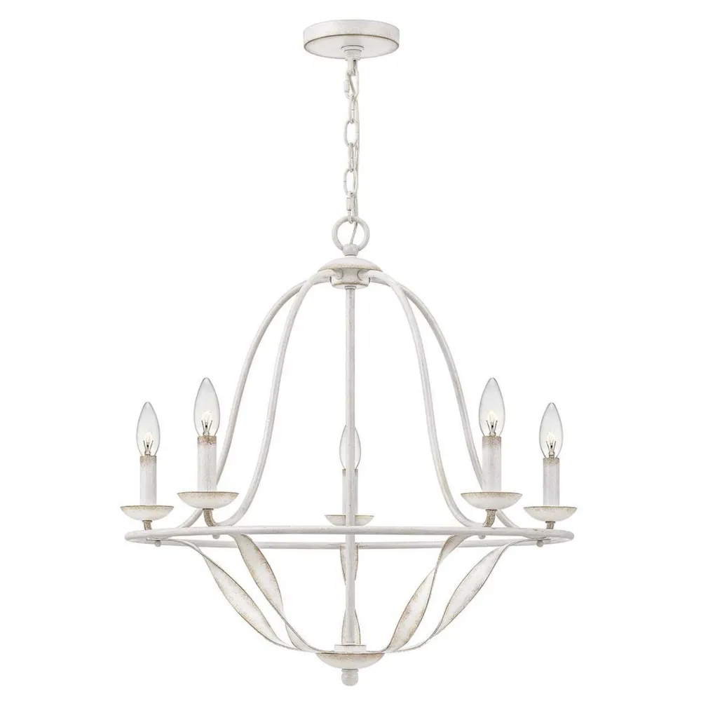 Discount Elstead Kronleuchter Rustikal Shabby Weiß Ø 63,6 cm 5x E14