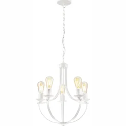 Best Lamkur Kronleuchter Rustikal Weiß Metall Ø 45 cm 5-flammig E27