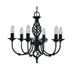 Searchlight Kronleuchter schwarz Jugendstil 6-flmg.* Jugendstil Lampen|Rustikale Lampen