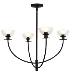 Elstead Kronleuchter Schwarz Metall Glas 67,3 cm breit 4x E14* Hängelampen|Esszimmer Lampen