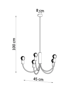 Sollux Kronleuchter Schwarz Metall 5-flammig Retro Ø 45 cm