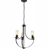 Outlet Lamkur Kronleuchter Schwarz Metall Ø 42 cm 3-flammig E27 Rustikal