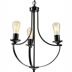 Outlet Lamkur Kronleuchter Schwarz Metall Ø 42 cm 3-flammig E27 Rustikal