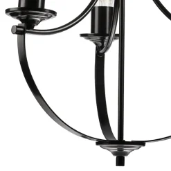 Outlet Lamkur Kronleuchter Schwarz Metall Ø 42 cm 3-flammig E27 Rustikal