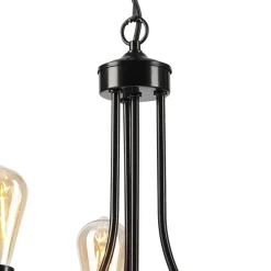 Outlet Lamkur Kronleuchter Schwarz Metall Ø 42 cm 3-flammig E27 Rustikal