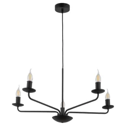 Best TK Lighting Kronleuchter Schwarz Rustikal 5-flammig E27 Metall