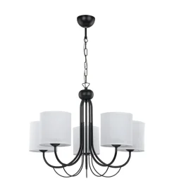 New Jupiter Kronleuchter Schwarz Weiß 5-flmg E27 Hängeleuchte