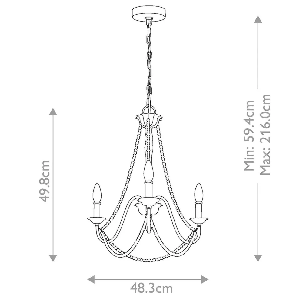 New Elstead Kronleuchter Shabby Chic Ø 48,3 cm H: max. 216 cm Grau antik