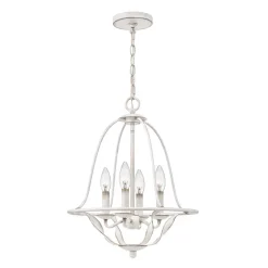 Online Elstead Kronleuchter Shabby Chic Weiß Metall H: max. 307,5 cm 4x E14