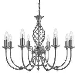 New Searchlight Kronleuchter Silbern Jugendstil 8-flmg.