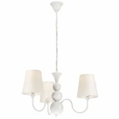 Lamkur Kronleuchter Stoff Esstisch Landhaus 3-flammig* Rustikale Lampen|Stofflampen