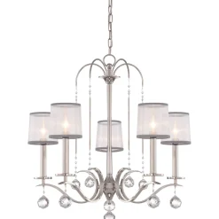 Discount Elstead Kronleuchter TAZIA in Silber Antik kürzbar Lampe