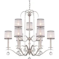 Hot Elstead Kronleuchter TAZIA Silber Kristall kürzbar Lampe