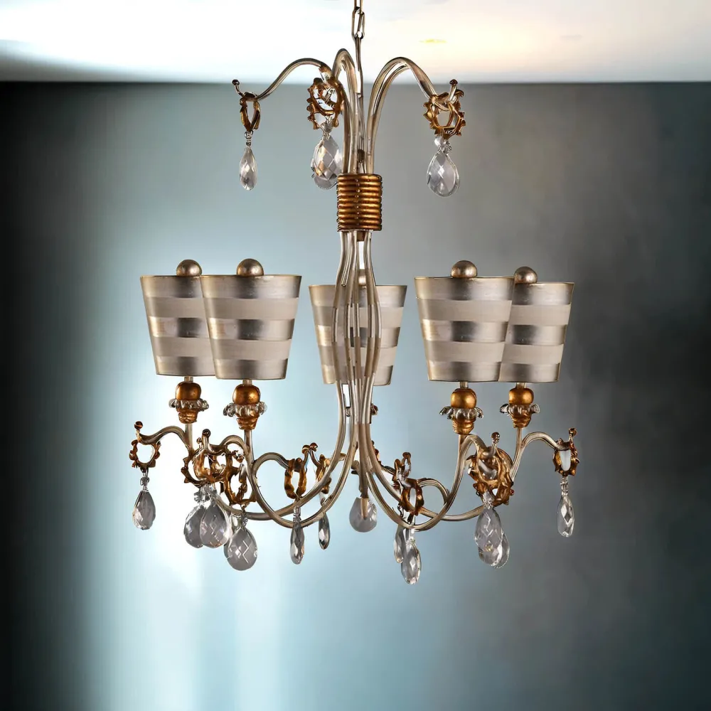 Discount Elstead Kronleuchter VICA in Silber Ø76cm kürzbar Lampe