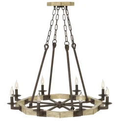 Discount Elstead Kronleuchter VIVIA Holz 6xE14 kürzbar Ø63cm Lampe