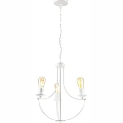 Sale Lamkur Kronleuchter Weiß 3-flammig E27 Ø 42 cm Metall Rustikal