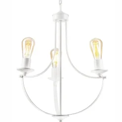 Sale Lamkur Kronleuchter Weiß 3-flammig E27 Ø 42 cm Metall Rustikal