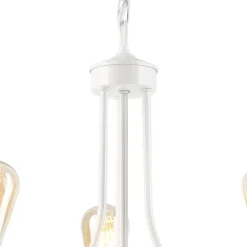 Sale Lamkur Kronleuchter Weiß 3-flammig E27 Ø 42 cm Metall Rustikal