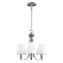 Elstead Kronleuchter Weiß Nickel Seide Metall TEVIDA* Wohnzimmerlampen|Jugendstil Lampen