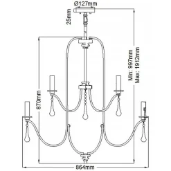 Discount Elstead Kronleuchter Wohnzimmer B: 86,4 cm 9x E14 Kristall Metall