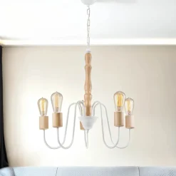 Lamkur Kronleuchter Wohnzimmer Hängelampe Holz Esstisch* Hängelampen|Holzlampen