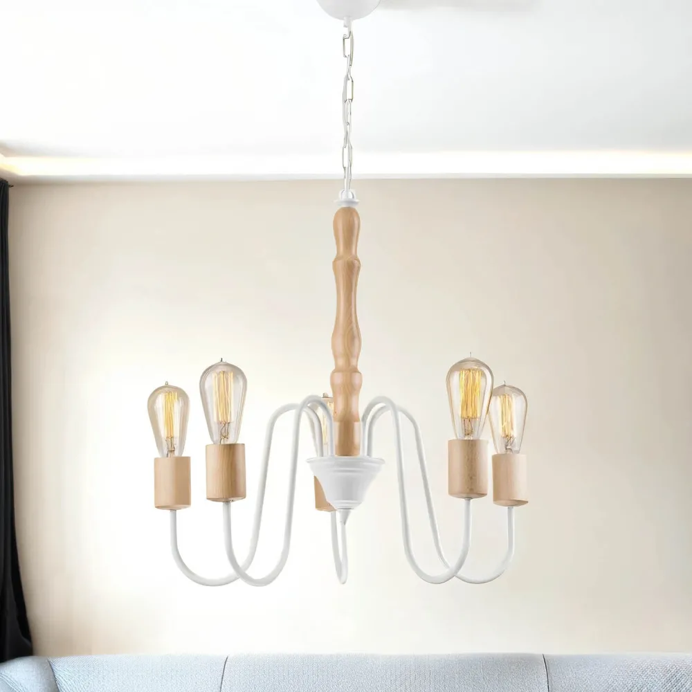 Lamkur Kronleuchter Wohnzimmer Hängelampe Holz Esstisch* Hängelampen|Holzlampen