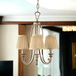 Elstead Kronleuchter Wohnzimmer Stoff Schirm Tiefe bis 2,2m* Stofflampen|Kronleuchter