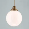 Berliner Messingleuchten Kugel Pendelleuchte Glas Echt-Messing E27 Ø35 cm rund* Hängelampen|Bürolampen
