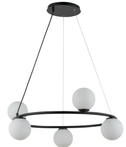 Sale Sigma Kugel Pendelleuchte Schwarz Weiß Glas Metall G9 Ø68 cm