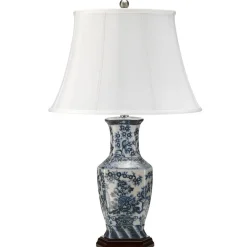 Elstead Kunstvolle Tischlampe ESTERA 75 cm Porzellan Blau Weiß* Tischlampen|Schlafzimmer Lampen