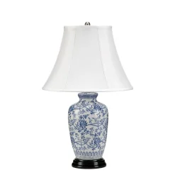 Elstead Kunstvolle Tischleuchte IOANA 57 cm Porzellan Stoff* Schlafzimmer Lampen|Keramiklampen