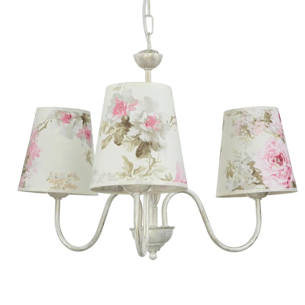 Hot Lamkur Lampe Stoff 3-flmg Landhaus Esstisch geblümt