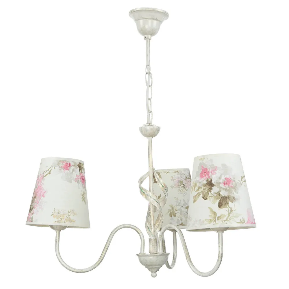 Hot Lamkur Lampe Stoff 3-flmg Landhaus Esstisch geblümt