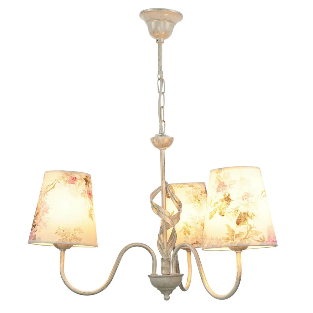 Hot Lamkur Lampe Stoff 3-flmg Landhaus Esstisch geblümt