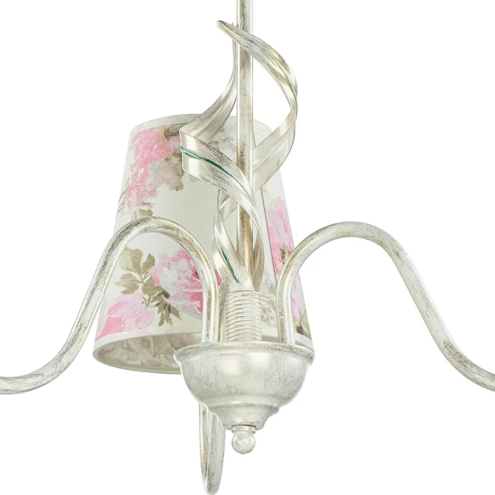 Hot Lamkur Lampe Stoff 3-flmg Landhaus Esstisch geblümt