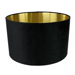 Outlet Searchlight Lampenschirm Hängelampe Schwarz Gold Ø 40 cm Stoff Modern