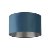 Searchlight Lampenschirm Samt Ø 38 cm Petrol Silber rund für Pendelleuchte* Lampenschirme|Stofflampen