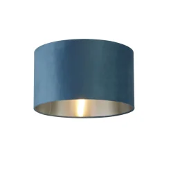 Searchlight Lampenschirm Samt Ø 38 cm Petrol Silber rund für Pendelleuchte* Lampenschirme|Stofflampen