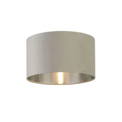 Outlet Searchlight Lampenschirm Samt Hellgrau Silber D: 38 cm Hängeleuchte