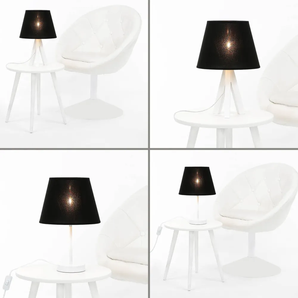 Duolla Lampenschirm Stoff für Tischlampe Schwarz E14* Lampenschirme