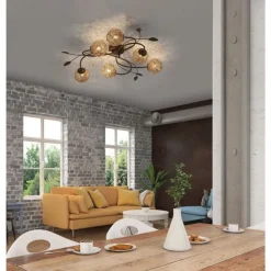 New Paul Neuhaus Landhaus Deckenlampe G9 L:68 cm Kugeln Gold Floral