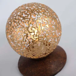 New Paul Neuhaus Landhaus Tischlampe Metall Rostbraun Gold 12,5 cm G9