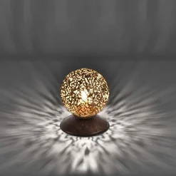 New Paul Neuhaus Landhaus Tischlampe Metall Rostbraun Gold 12,5 cm G9