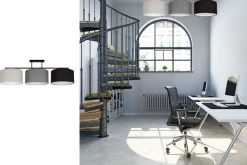 Hot Belis Lange Deckenlampe Stoff Grau Graphit Schwarz E27 100 cm