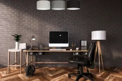 Hot Belis Lange Deckenlampe Stoff Grau Graphit Schwarz E27 100 cm