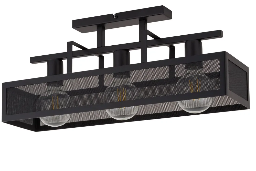 Sigma Lange Deckenleuchte Schwarz Metall 3-flammig Industrie* Deckenleuchten|Flurlampen