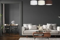 New Belis Lange Deckenleuchte Stoff Weiß Ecru Braun E27 100 cm