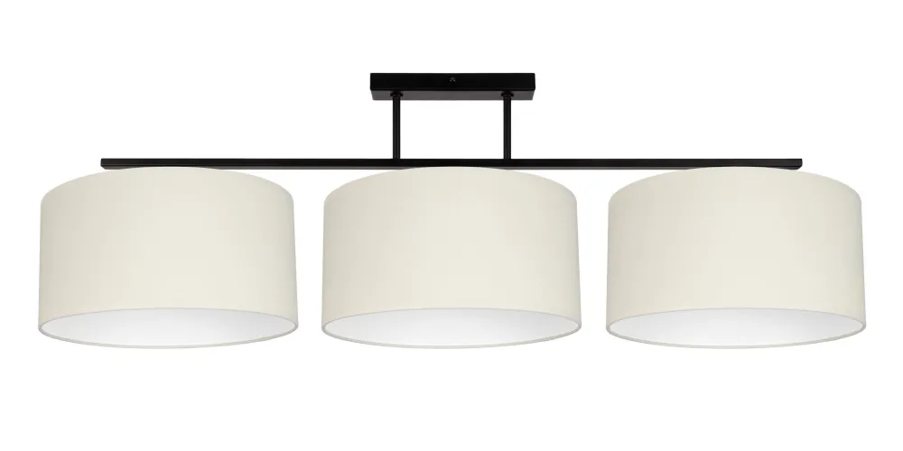 Belis Lange Deckenleuchte Stoff Schwarz Ecru Weiß E27 100 cm* Bürolampen|Wohnzimmerlampen